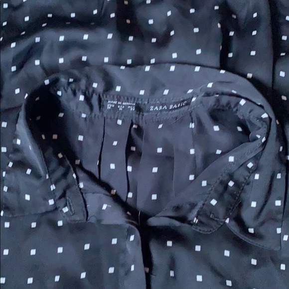Zara black polka dot collar blouse - Picture 3 of 4